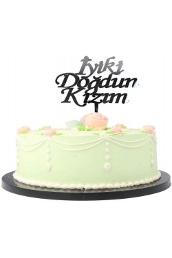 Alles Gute zum Geburtstag, meine Tochter, geschriebene Geburtstagsparty, Plexi-Kuchendekoration, silberfarben