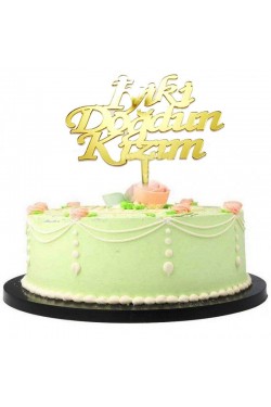Alles Gute zum Geburtstag, meine Tochter, geschriebene Geburtstagsparty, Plexi-Kuchendekoration, goldfarben