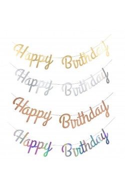 Happy Birthday Flama Süs Bayrak 1 Adet Fuşya Renk