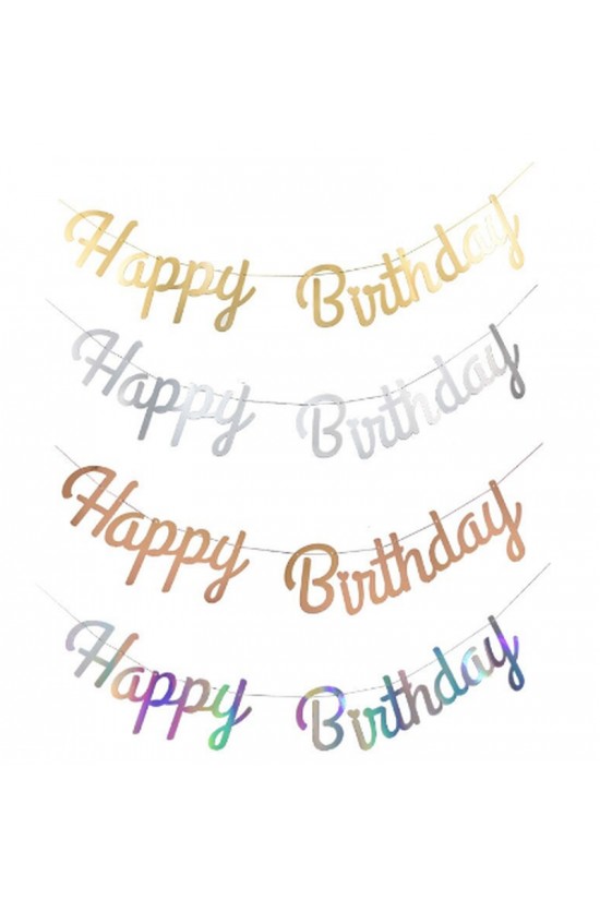 Happy Birthday Flama Süs Bayrak 1 Adet Fuşya Renk