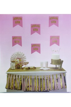 Ornement de banderole Welcome Daughter en or sur rose
