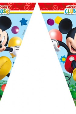 Mickey Mouse Temalı Üçgen Bayrak Flama Süsleme 3.2 Metre