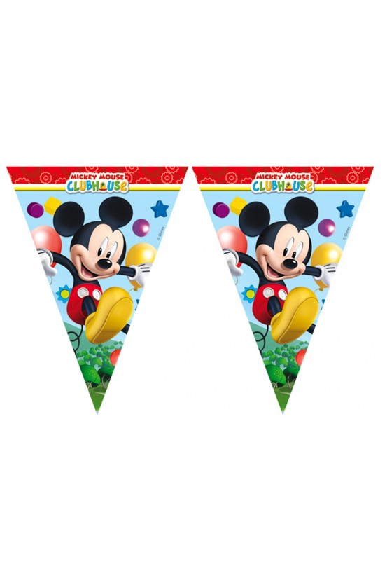 Mickey Mouse Temalı Üçgen Bayrak Flama Süsleme 3.2 Metre