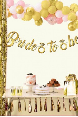 Altın Renk İtalik Yazı Bekarlığa Veda Partisi Tektaşlı Bride To Be Banner Flama Süs