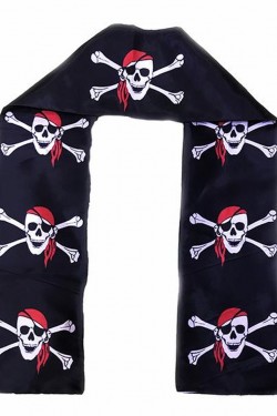 Siyah Renk Korsan Baskılı Atkı Banner Dekor 150x17 cm