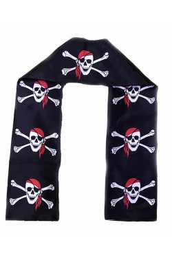 Black Color Pirate Printed Scarf Banner Decor 150x17 cm