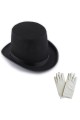 Schwarzer Magier-Fedora PM – 1 Paar weiße Magier-Handschuhe – Erwachsenengröße Schwarzer Magier-Fedora PM – 1 Paar weiße Magier-Handschuhe – Erwachsenengröße