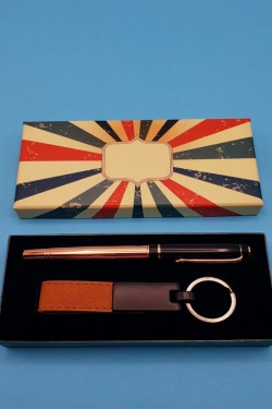 Stylo roller et porte-clés en métal