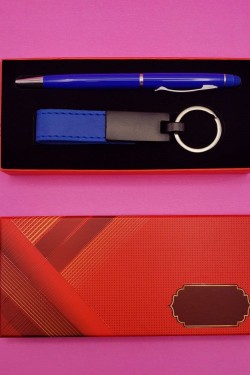 Blauer Stift-Schlüsselanhänger-Set
