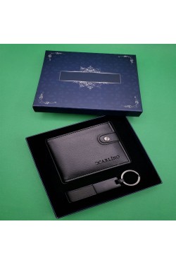 Black Leather Keychain Wallet