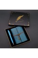 Metal Kalem Ve Mavi Deri Defter