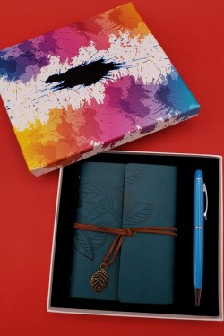 Stylo bille et carnet bleu