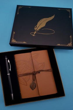 Taba Deri Defter Ve Kalem Set