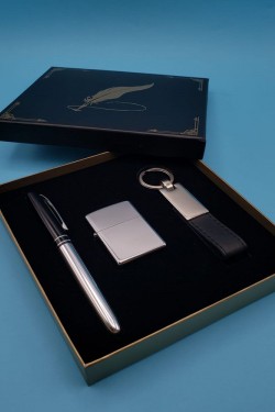 Silver Kalem çakmak Ve Deri Anahtarlık
