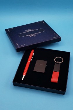 Kırmızı Kalem çakmak Anahtarlık Set