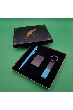 Briquet Porte Clés Et Stylo Bille Turquoise