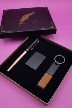 Briquet et porte-clés stylo roller en métal