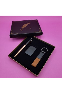 Briquet et porte-clés stylo roller en métal