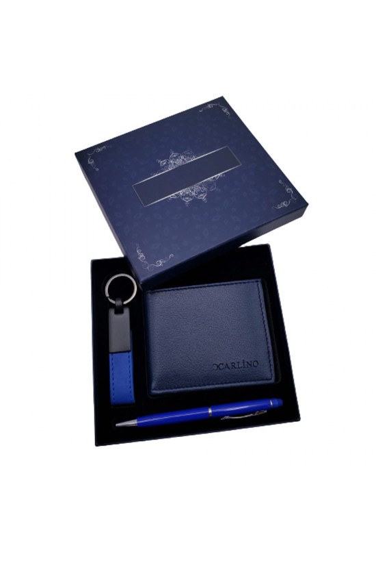 Portefeuille crayon bleu et porte-clés en cuir Portefeuille crayon bleu et porte-clés en cuir