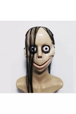 Gruselige gruselige langhaarige Momo-Maske, 24 x 16 cm