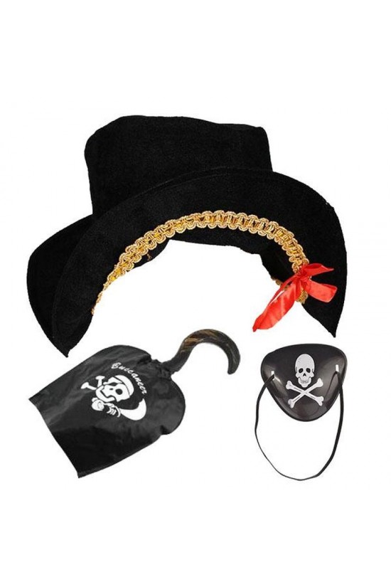 Captain Jack Velvet Pirate Sailor Hat and Pirate Eye Patch Mask Captain Jack Velvet Pirate Sailor Hat and Pirate Eye Patch Mask