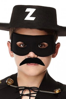 Siyah Renk Zorro Şapkası Zorro Maskesi ve Zorro Bıyık Çocuk Boy