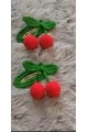 Arife Hanım Amigurumi El İşçiliği Çıt Çıtlı  Kirazlı Toka ( 2 adet fiyatıdır.)
